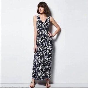 Milly For Design Nation Blue and White Floral Sleeveless Maxi Dress Womens XS